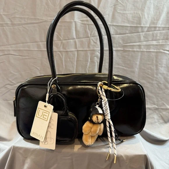 NWT Urban Expressions Black Bag Vegan Bear Charm Y2K Inspo - Picture 8 of 13